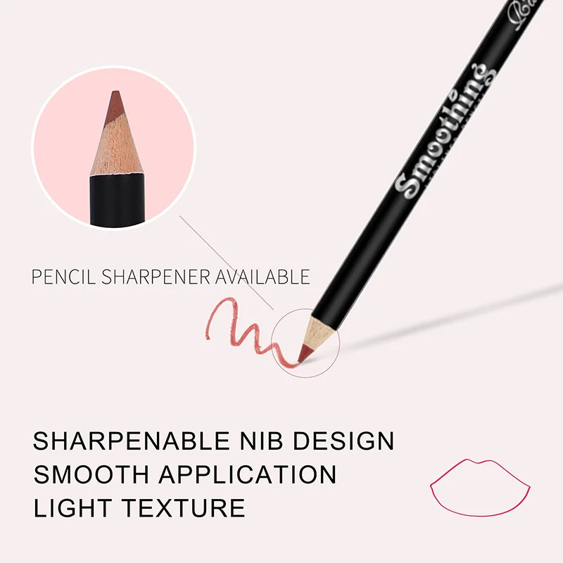 12 Color Nude Matte Lipstick Pencil Long-lasting Waterproof Lip Pencil High Pigmented Lip Liner Lip Makeup Tool