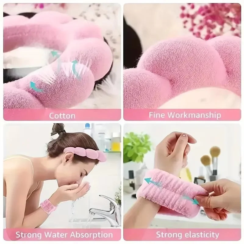 7-piece beauty makeup set, makeup tool kit, including 3-piece headband set, facial cleanser and facial cleaning tools, etc.