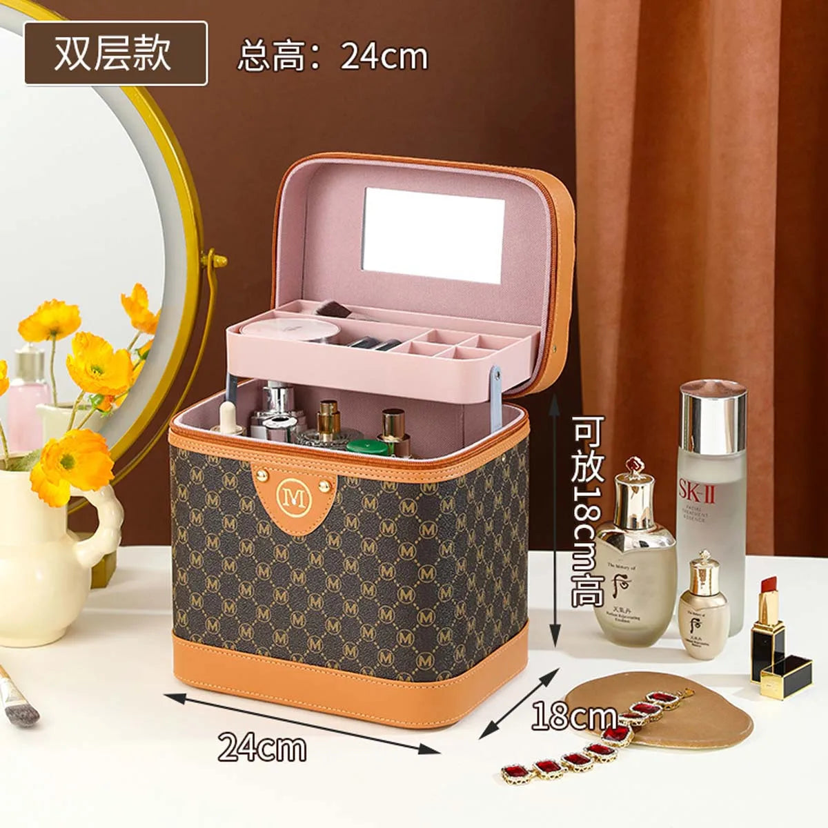 Makeup box Large capacity makeup skin care products first jewelry storage box women's portable multi-functional portable toolbox