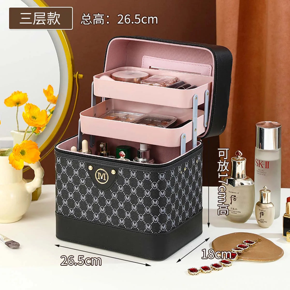 Makeup box Large capacity makeup skin care products first jewelry storage box women's portable multi-functional portable toolbox