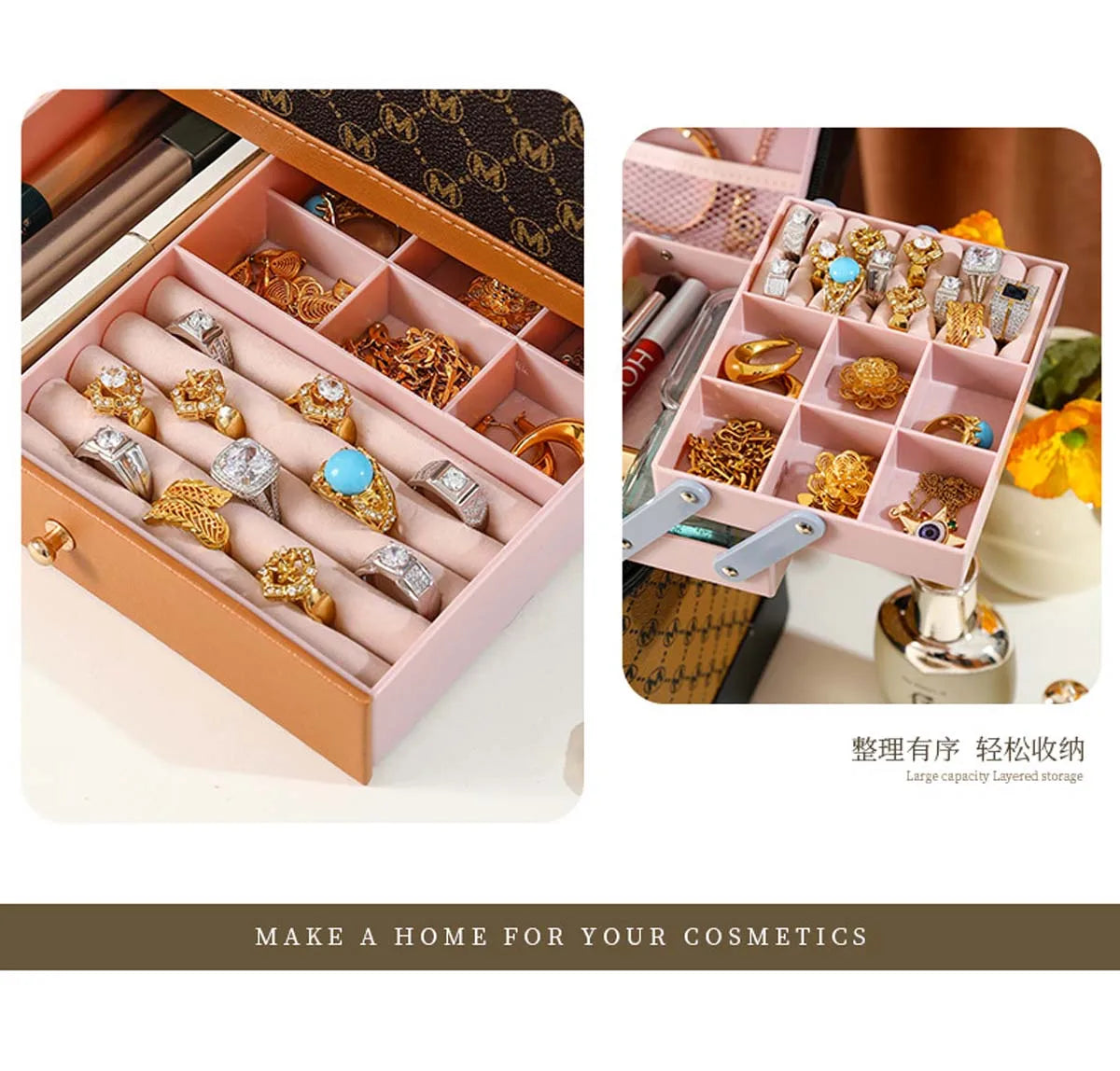 Makeup box Large capacity makeup skin care products first jewelry storage box women's portable multi-functional portable toolbox