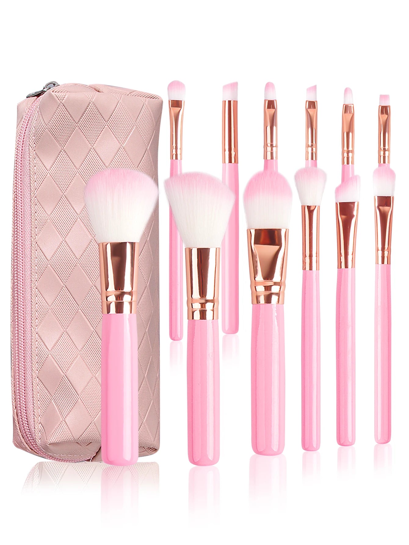 19PCS set of 12 beginner makeup brushes +3pcs non-powder makeup eggs +3pcs triangular powder puff +1pcs storage bag
