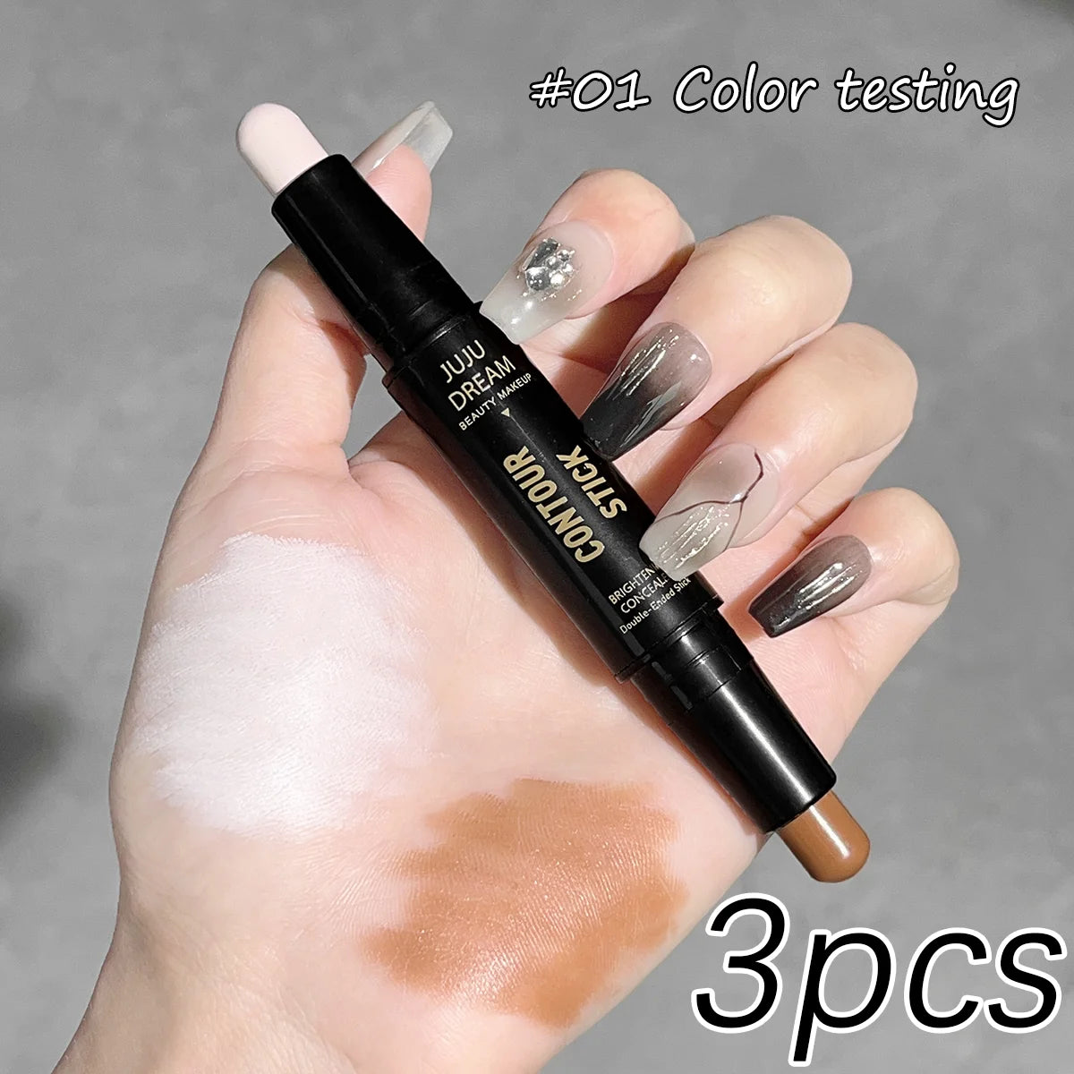 Double-ended dual-purpose high-light trimming stick, three-dimensional contour, nose shadow, facial shape, brighten and trimming