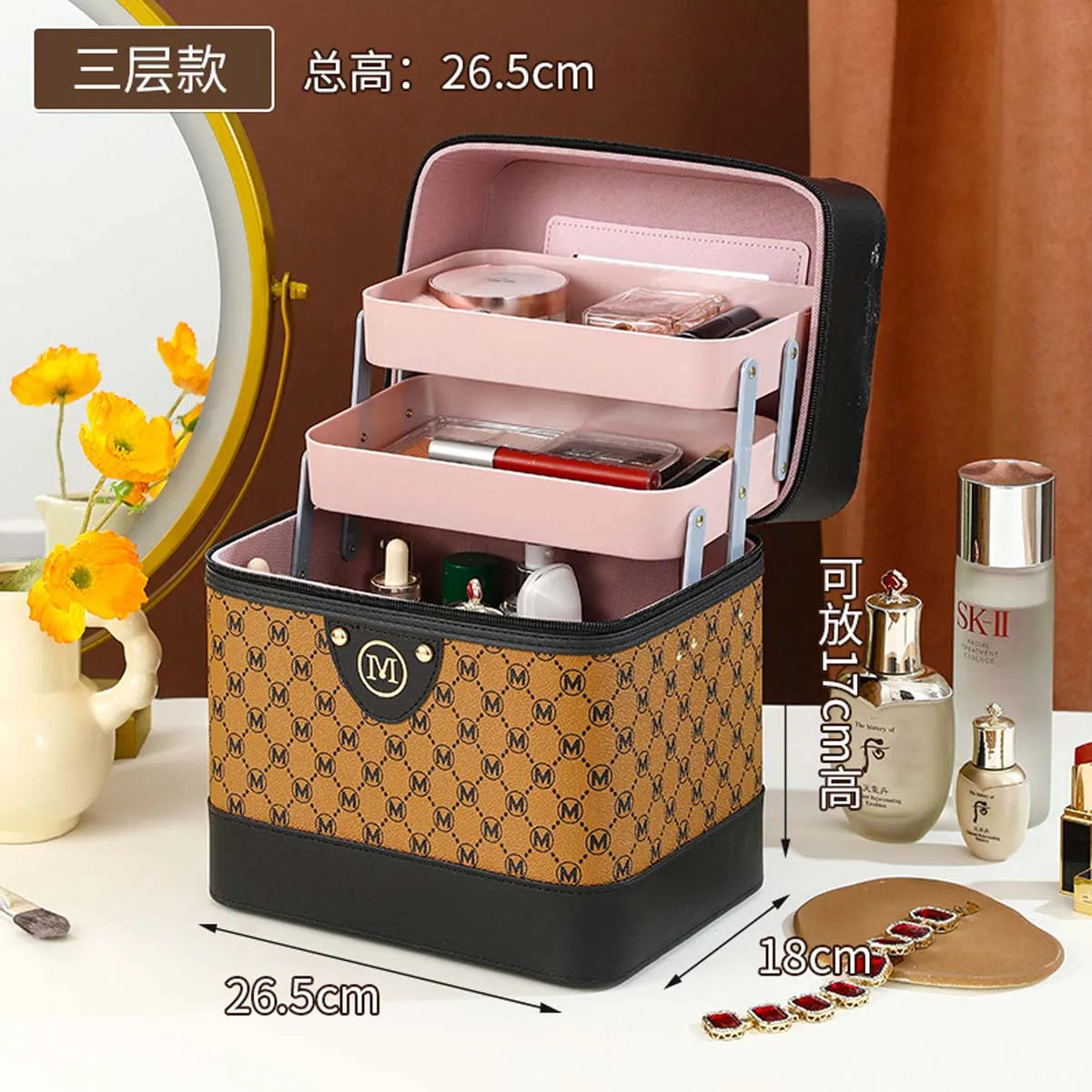 Makeup box Large capacity makeup skin care products first jewelry storage box women's portable multi-functional portable toolbox
