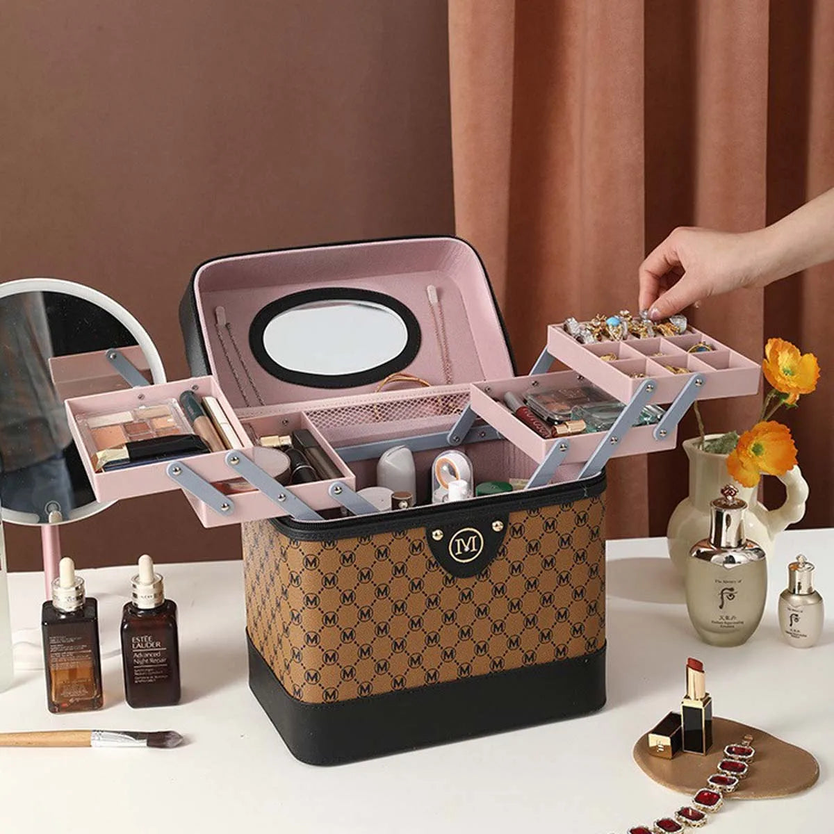Makeup box Large capacity makeup skin care products first jewelry storage box women's portable multi-functional portable toolbox