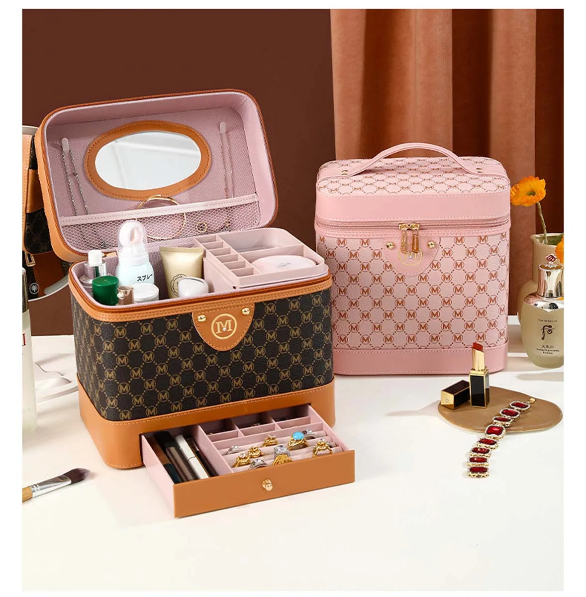 Makeup box Large capacity makeup skin care products first jewelry storage box women's portable multi-functional portable toolbox