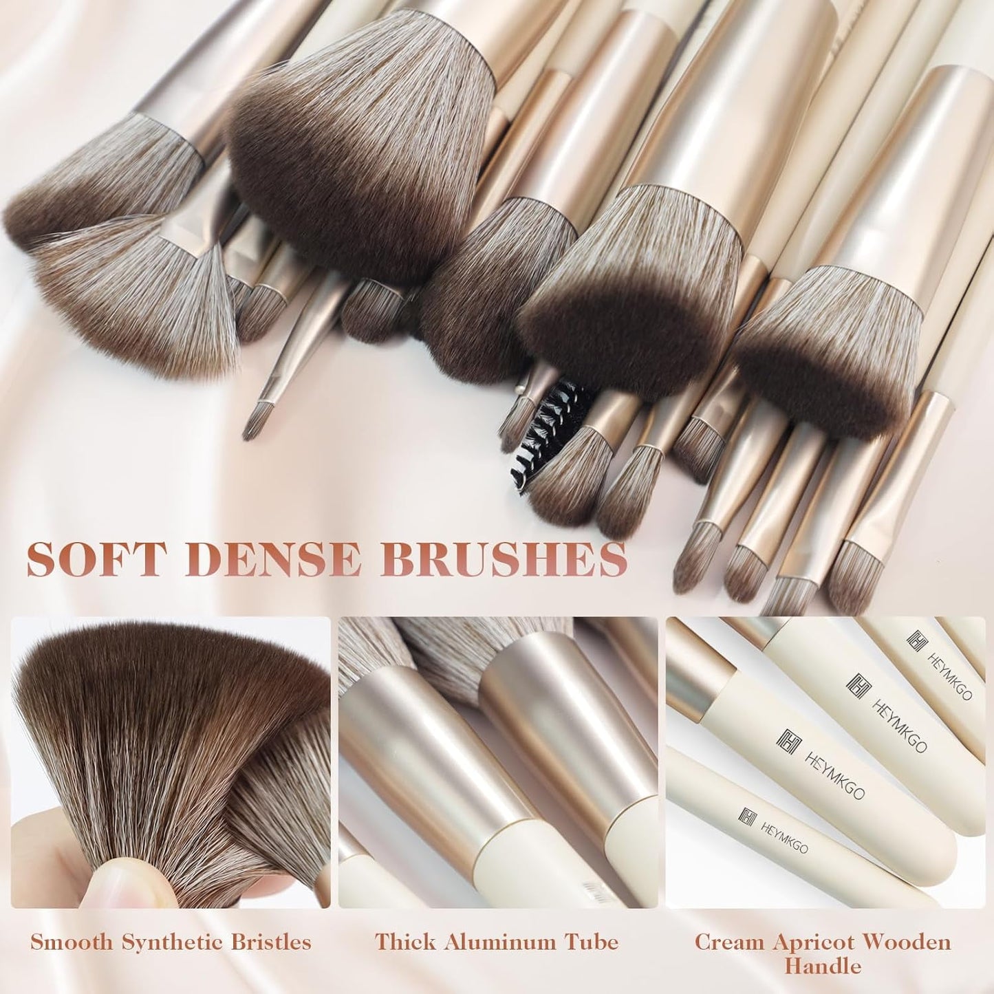DUAIU 18-Piece Professional Makeup Brush Set - Includes 2 Powder Puffs & Travel Bag | Premium Synthetic Foundation, Blush & Eyeshadow Brushes | Complete Face & Eye Makeup Kit