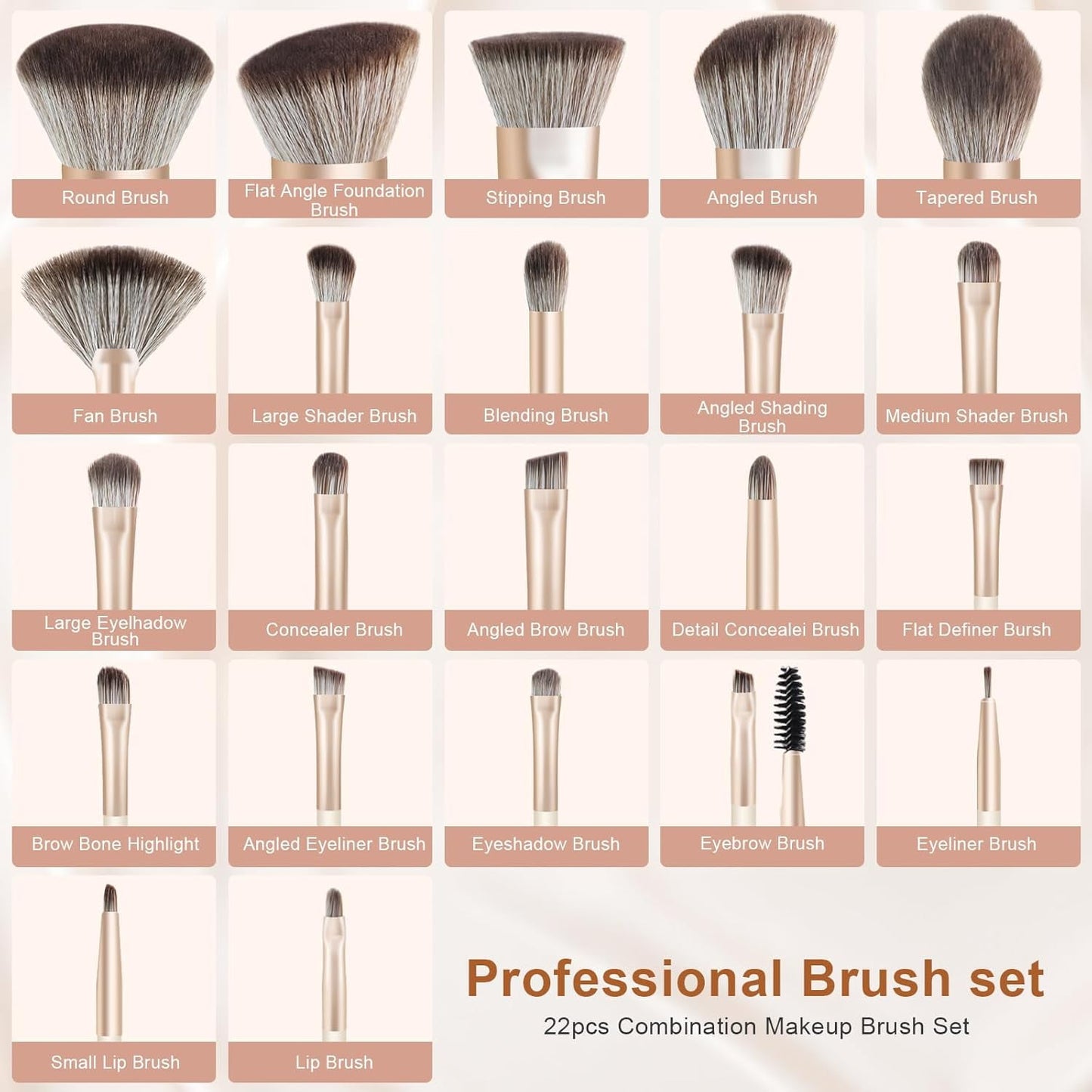 DUAIU 18-Piece Professional Makeup Brush Set - Includes 2 Powder Puffs & Travel Bag | Premium Synthetic Foundation, Blush & Eyeshadow Brushes | Complete Face & Eye Makeup Kit