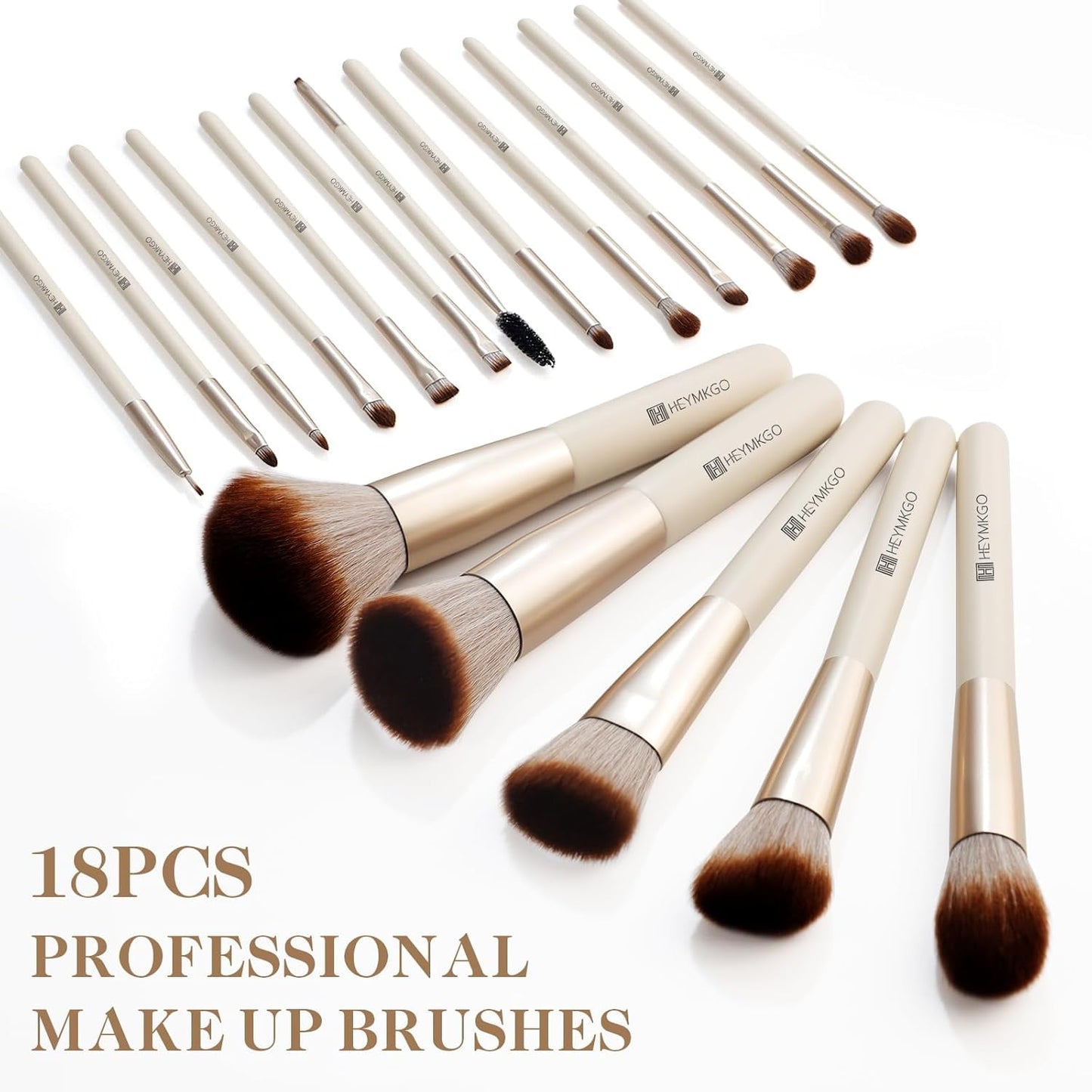 DUAIU 18-Piece Professional Makeup Brush Set - Includes 2 Powder Puffs & Travel Bag | Premium Synthetic Foundation, Blush & Eyeshadow Brushes | Complete Face & Eye Makeup Kit