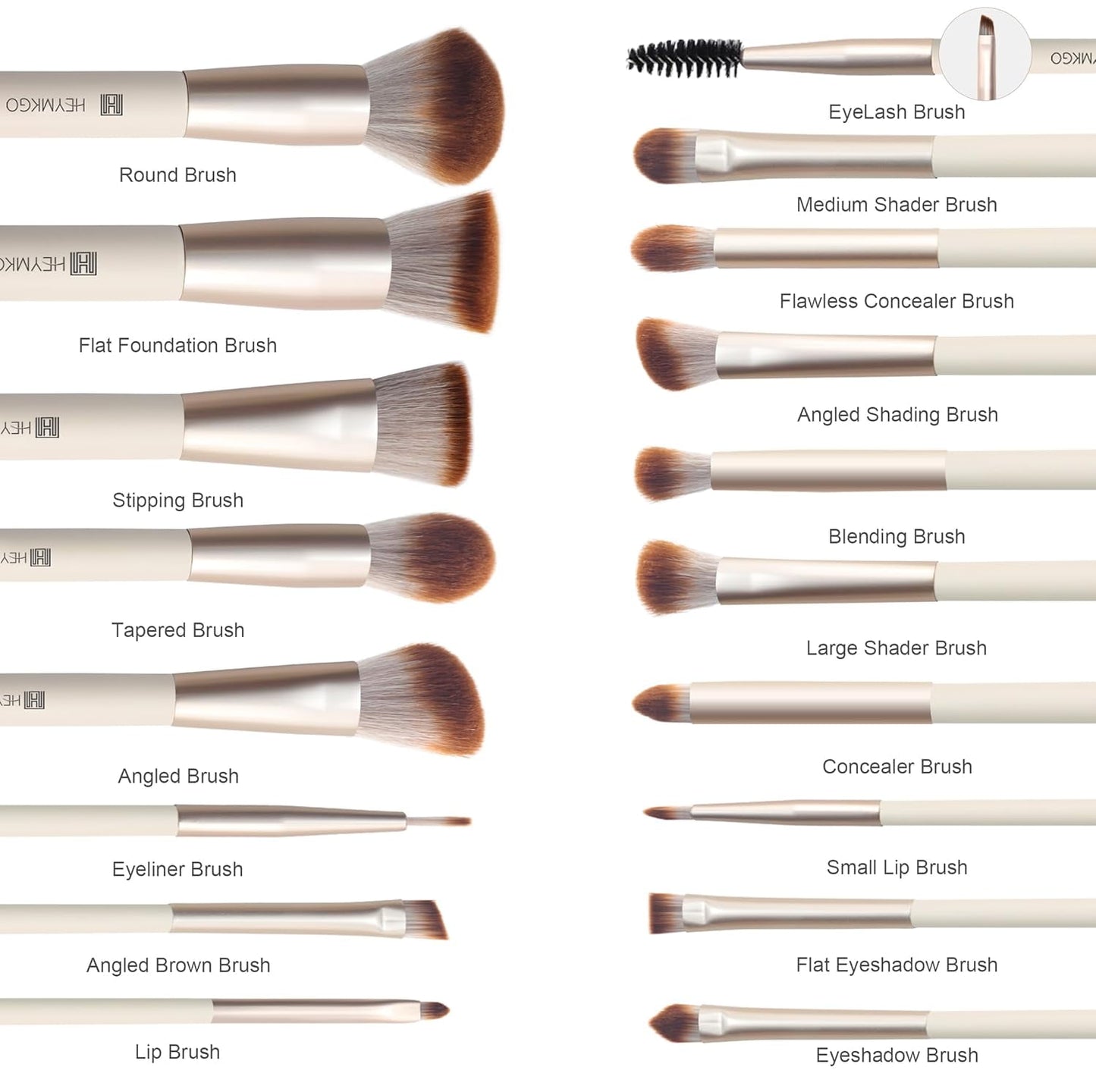 DUAIU 18-Piece Professional Makeup Brush Set - Includes 2 Powder Puffs & Travel Bag | Premium Synthetic Foundation, Blush & Eyeshadow Brushes | Complete Face & Eye Makeup Kit