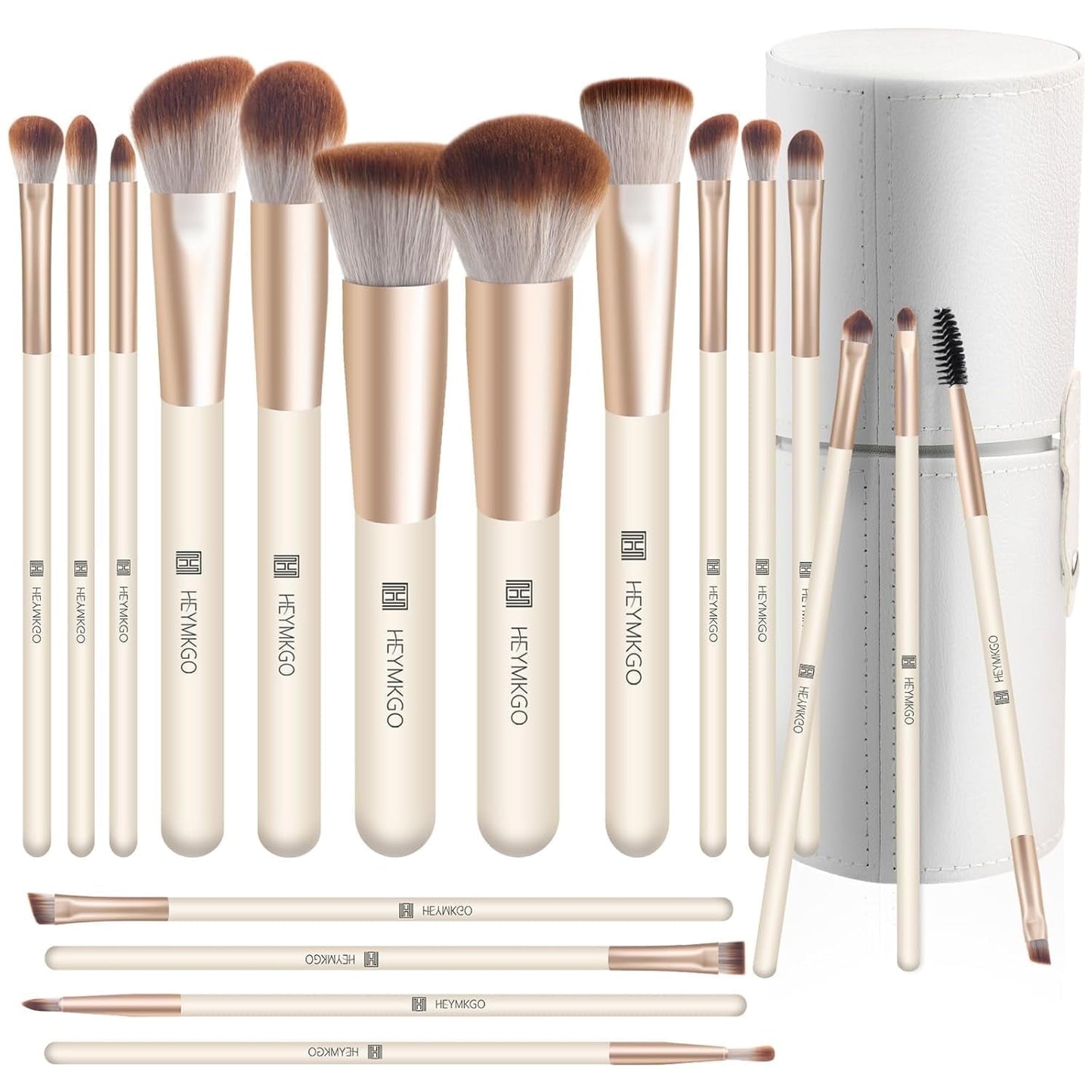 DUAIU 18-Piece Professional Makeup Brush Set - Includes 2 Powder Puffs & Travel Bag | Premium Synthetic Foundation, Blush & Eyeshadow Brushes | Complete Face & Eye Makeup Kit