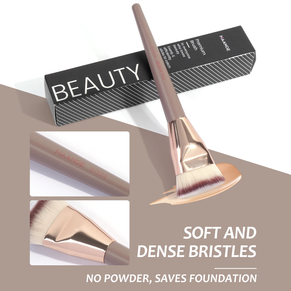 Single Flat Round Tube Flat Head Foundation Brush With Box Powder Blush Concealer Makeup Brush Skin-friendly Makeup Tool