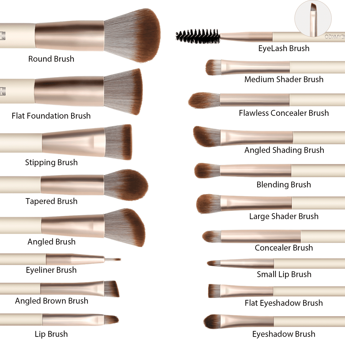 DUAIU 18-Piece Professional Makeup Brush Set - Includes 2 Powder Puffs & Travel Bag | Premium Synthetic Foundation, Blush & Eyeshadow Brushes | Complete Face & Eye Makeup Kit