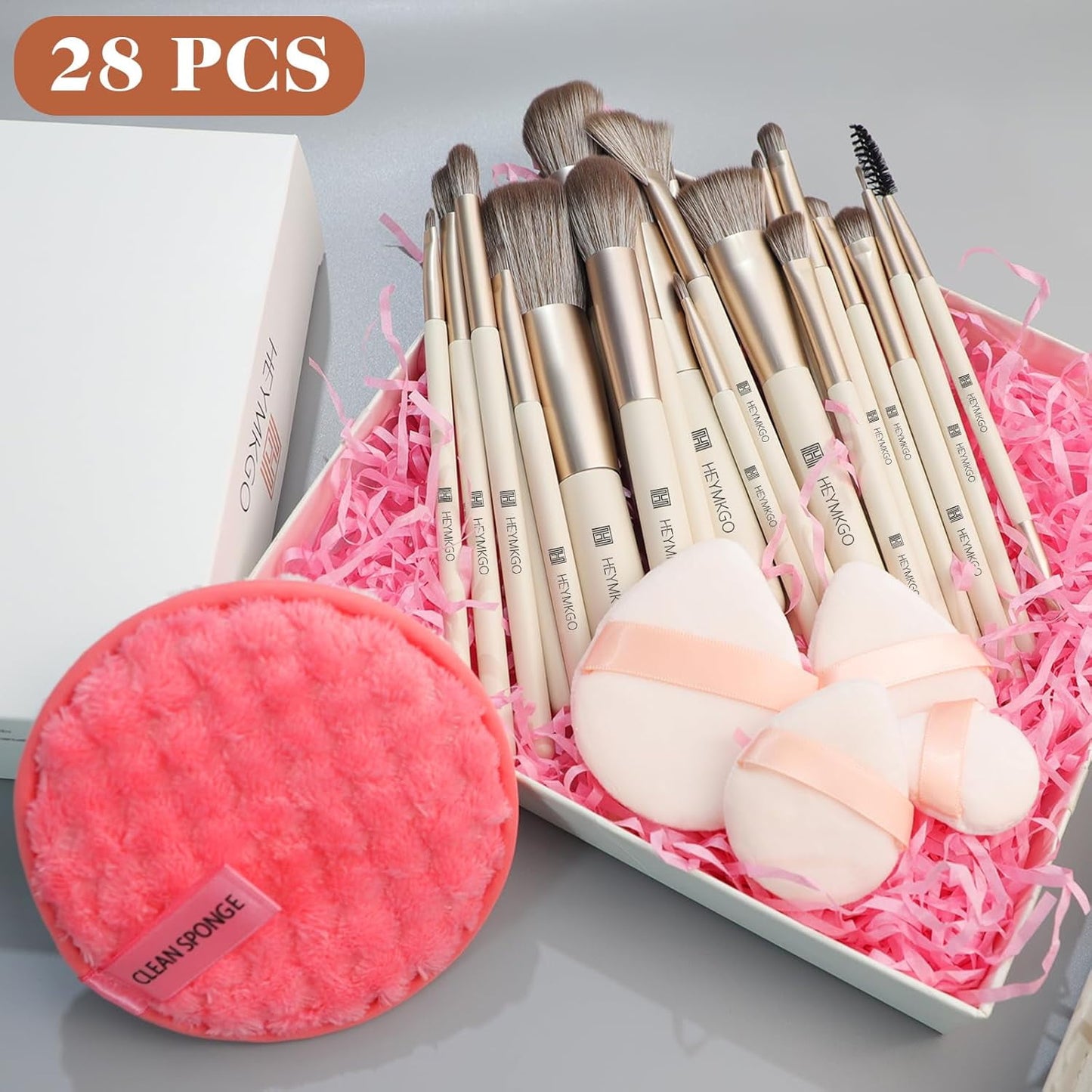 DUAIU 18-Piece Professional Makeup Brush Set - Includes 2 Powder Puffs & Travel Bag | Premium Synthetic Foundation, Blush & Eyeshadow Brushes | Complete Face & Eye Makeup Kit